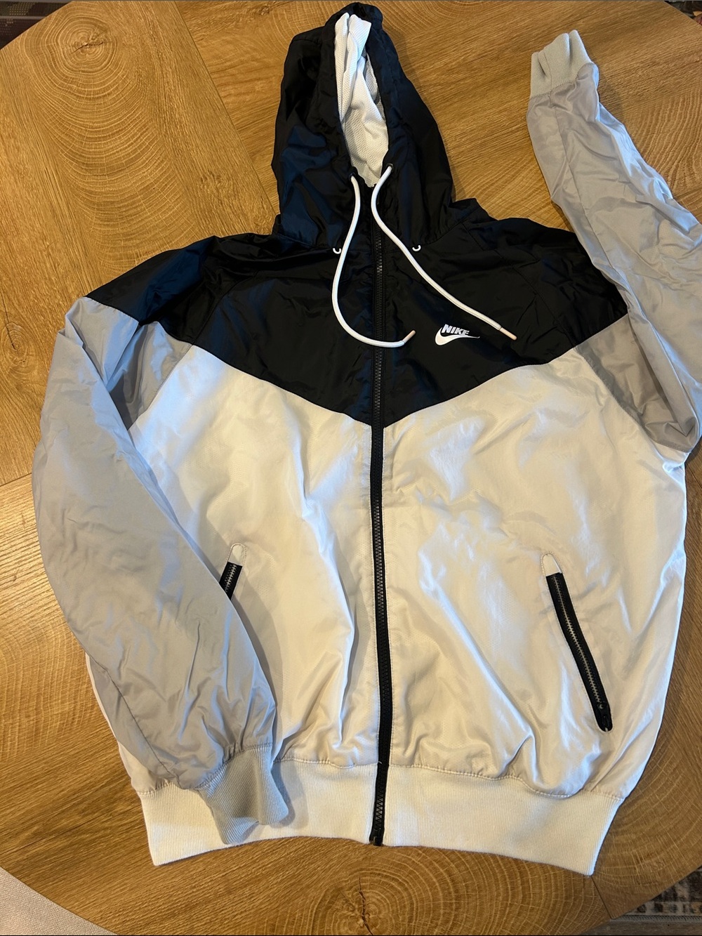 Nike Black and Light Gray Hooded Windbreaker Jacket